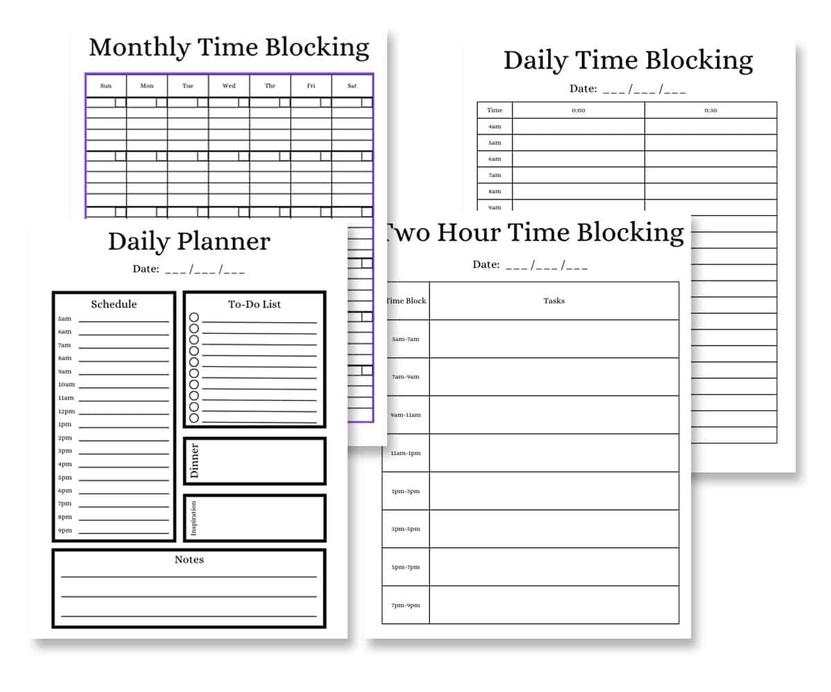 time blocking calendar template