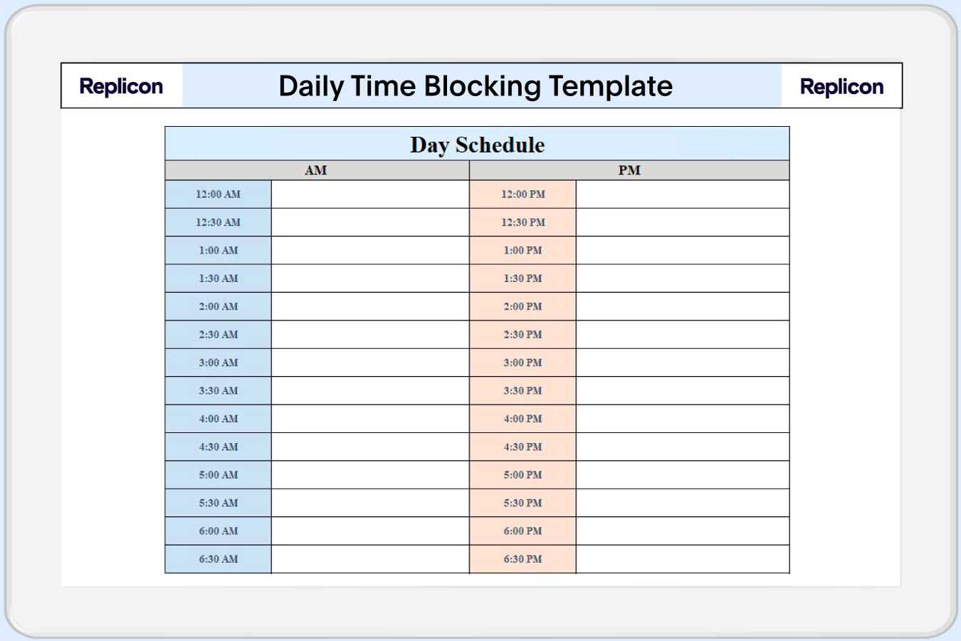 time box calendar template