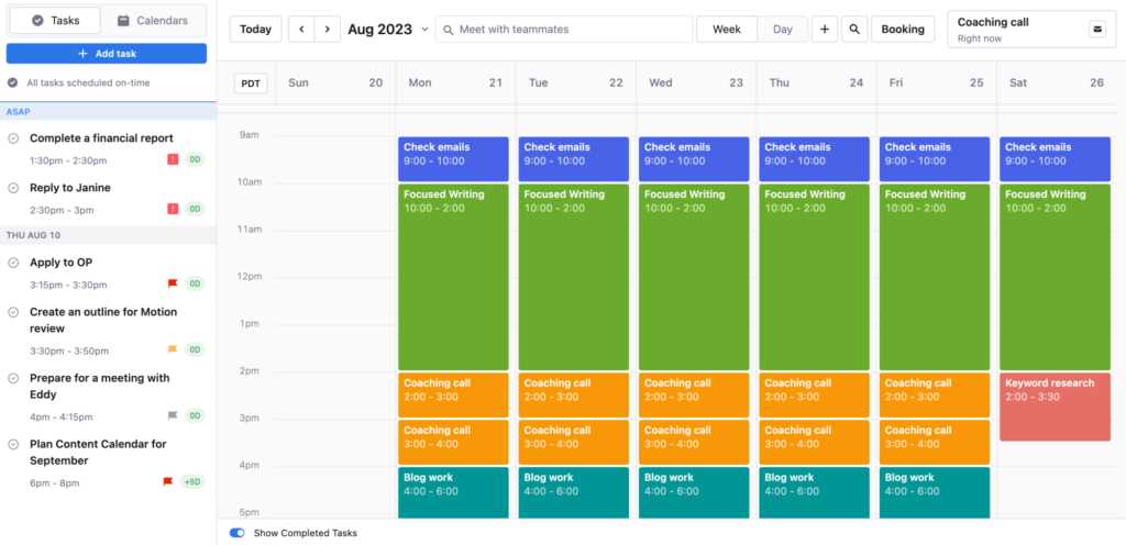 timebox calendar template