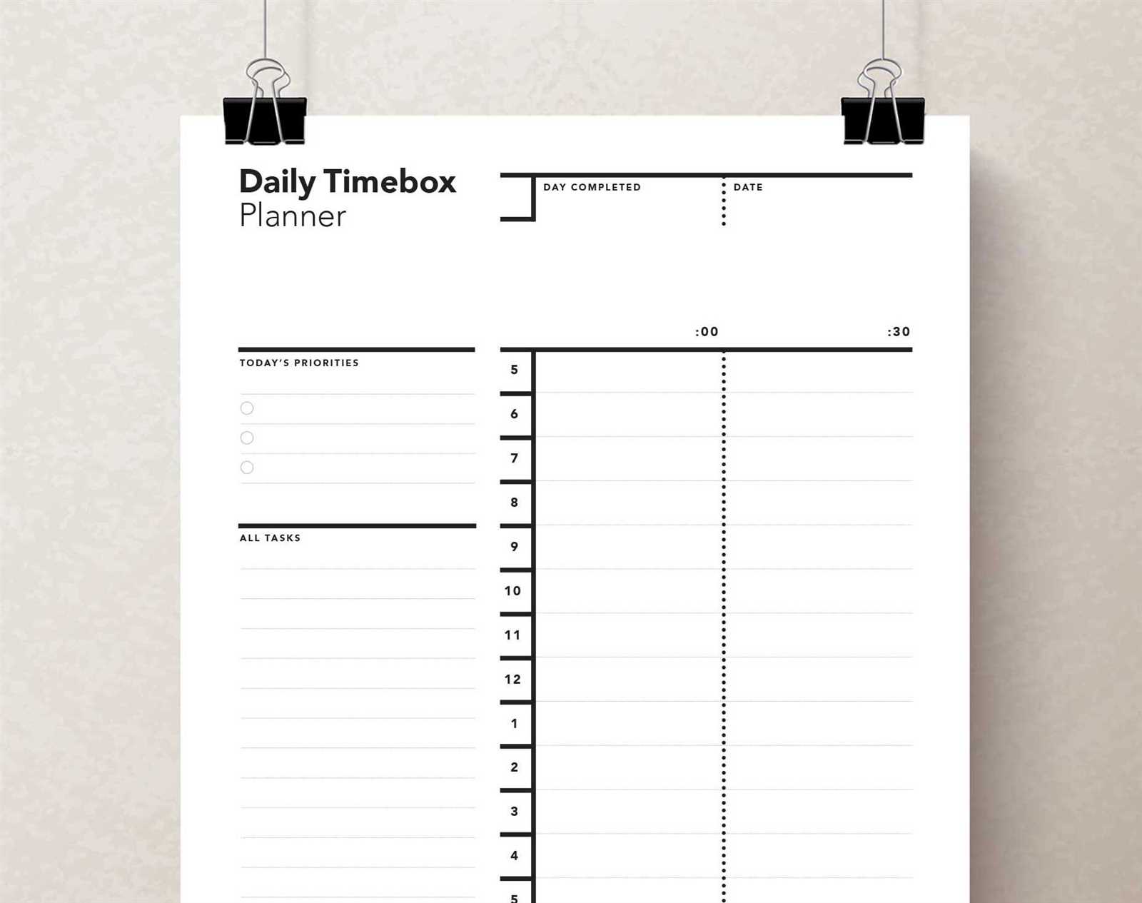 timebox calendar template