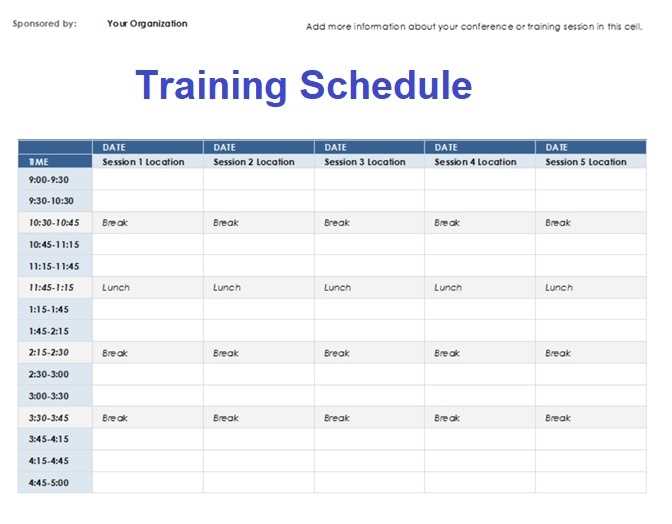 training calendar template