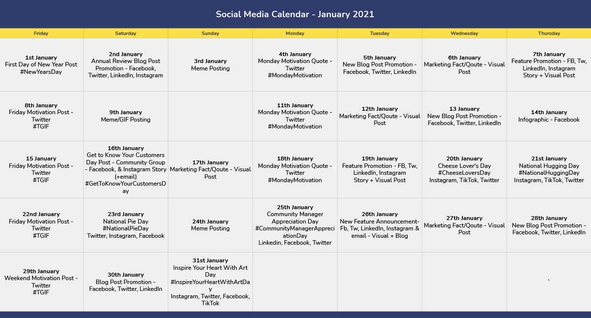 twitter content calendar template