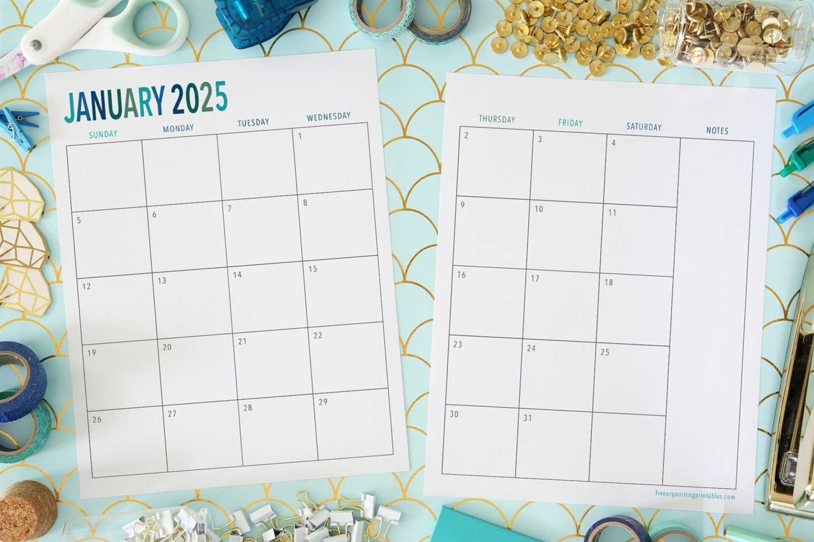 two page per month calendar template