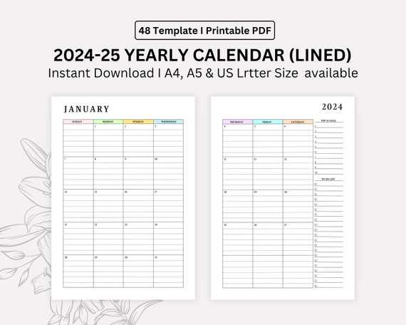 two page per month calendar template