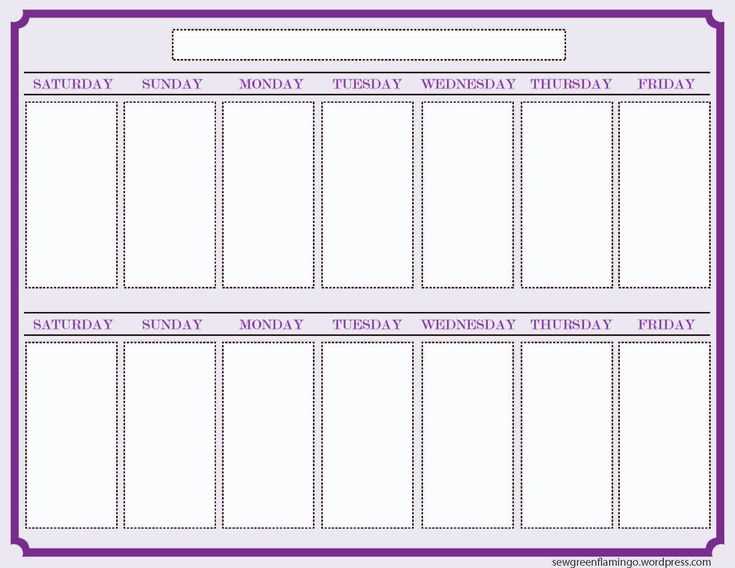 two week calendar template printable