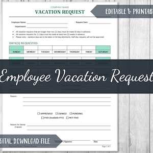 vacation request calendar template