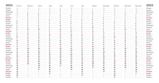 vertical monthly calendar template