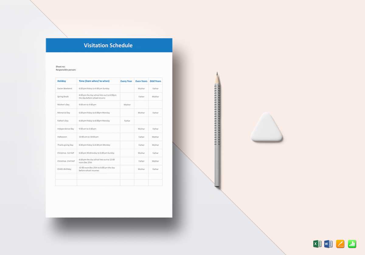 visitation calendar template