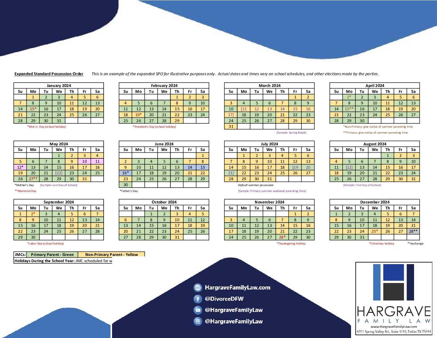 visitation calendar template