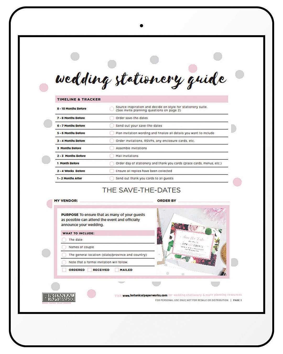 wedding calendar template free