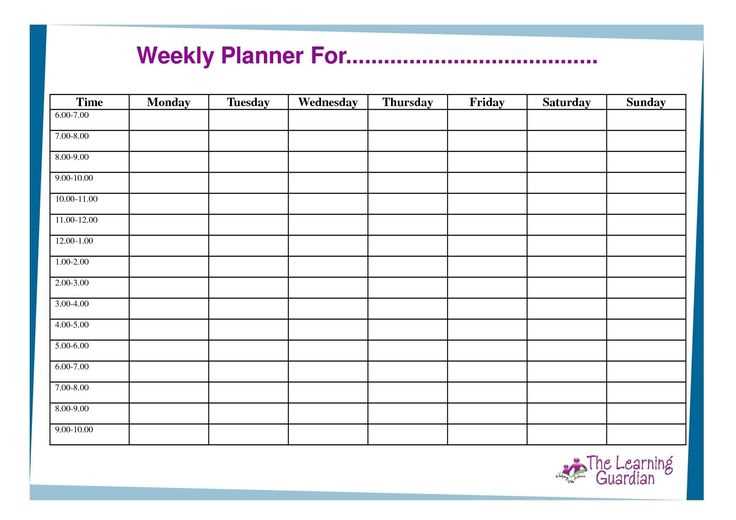 week calendar planner template