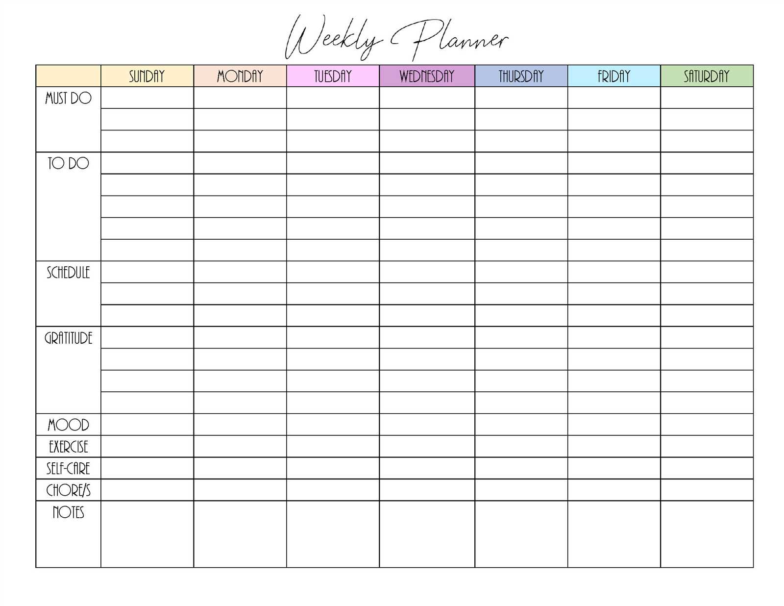 week calendar planner template