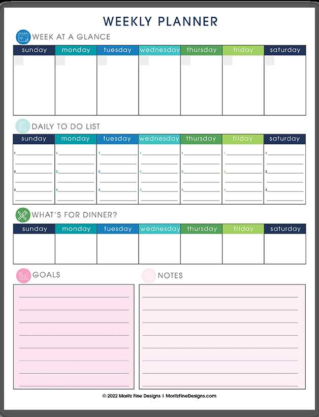 weekly agenda calendar template