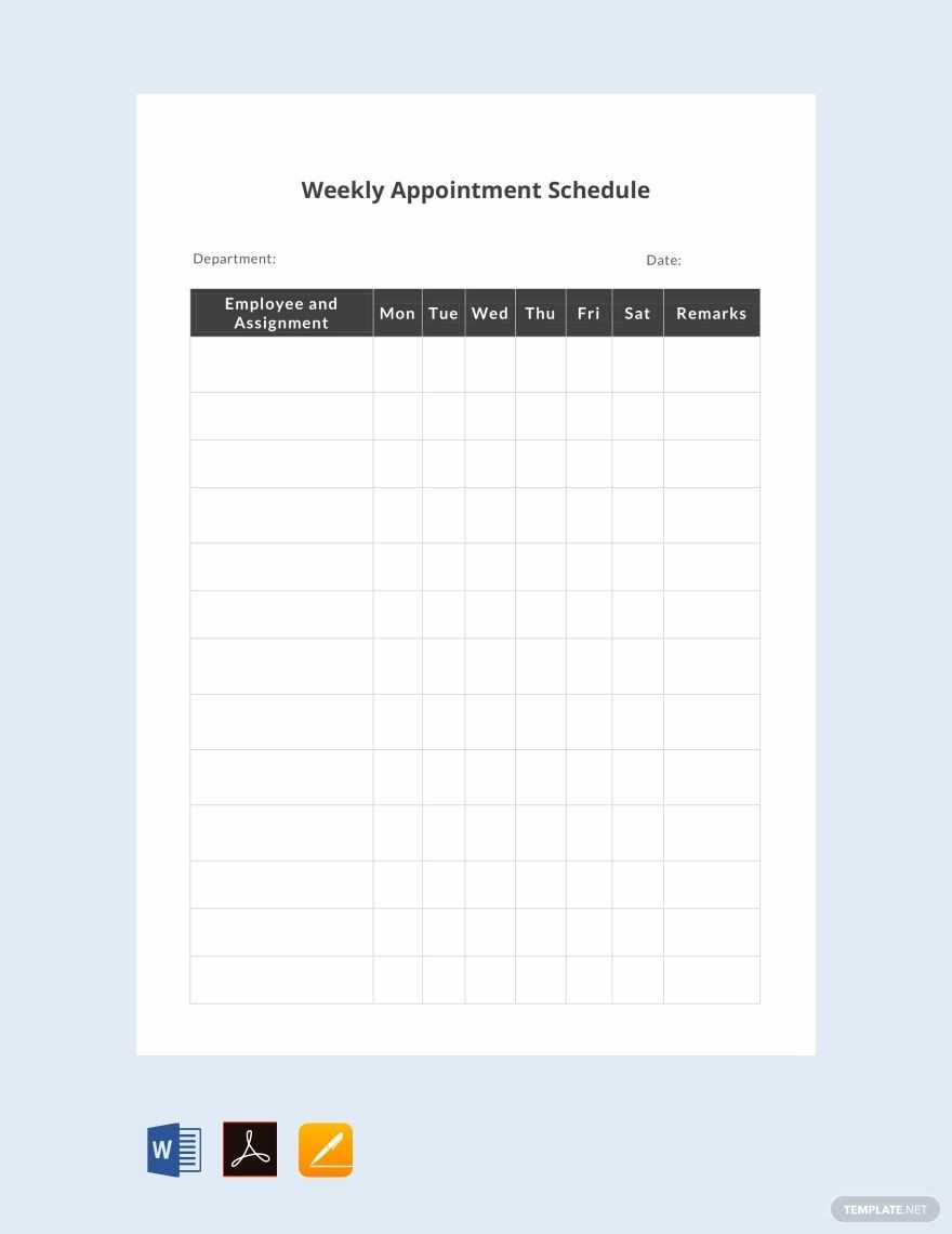 weekly calendar appointment template