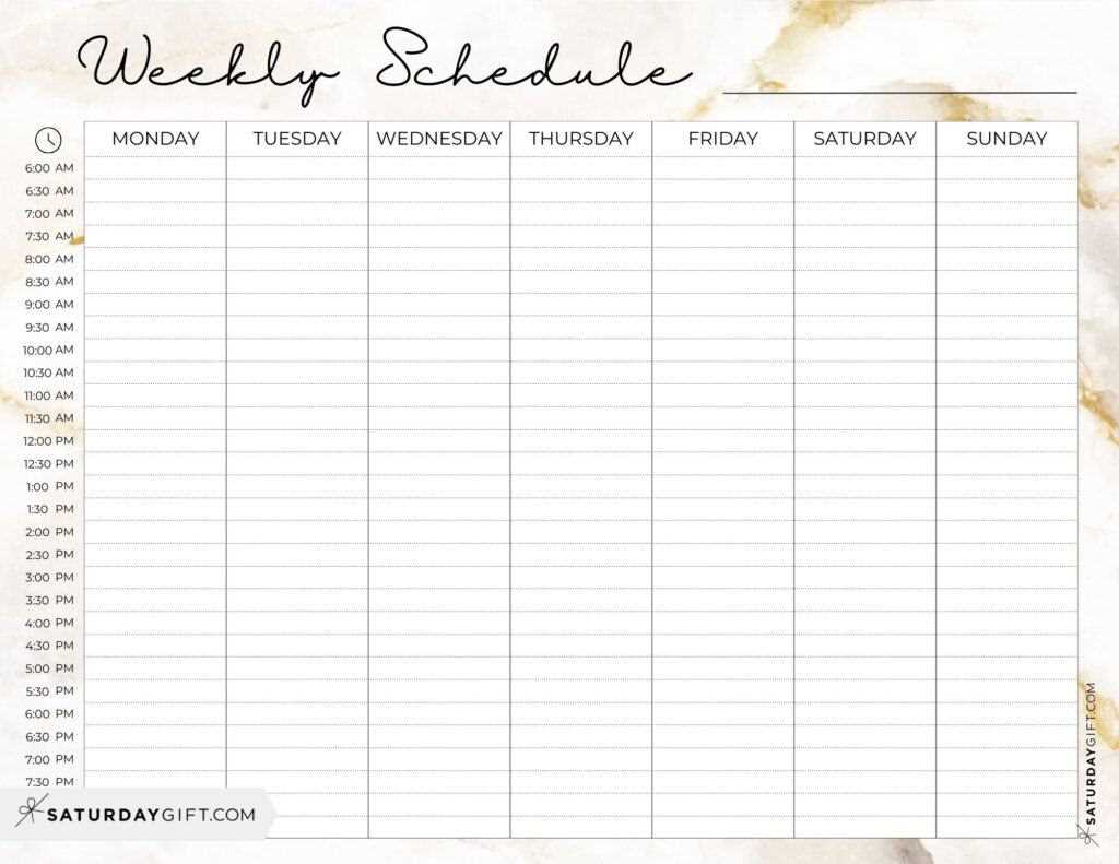 weekly calendar template download