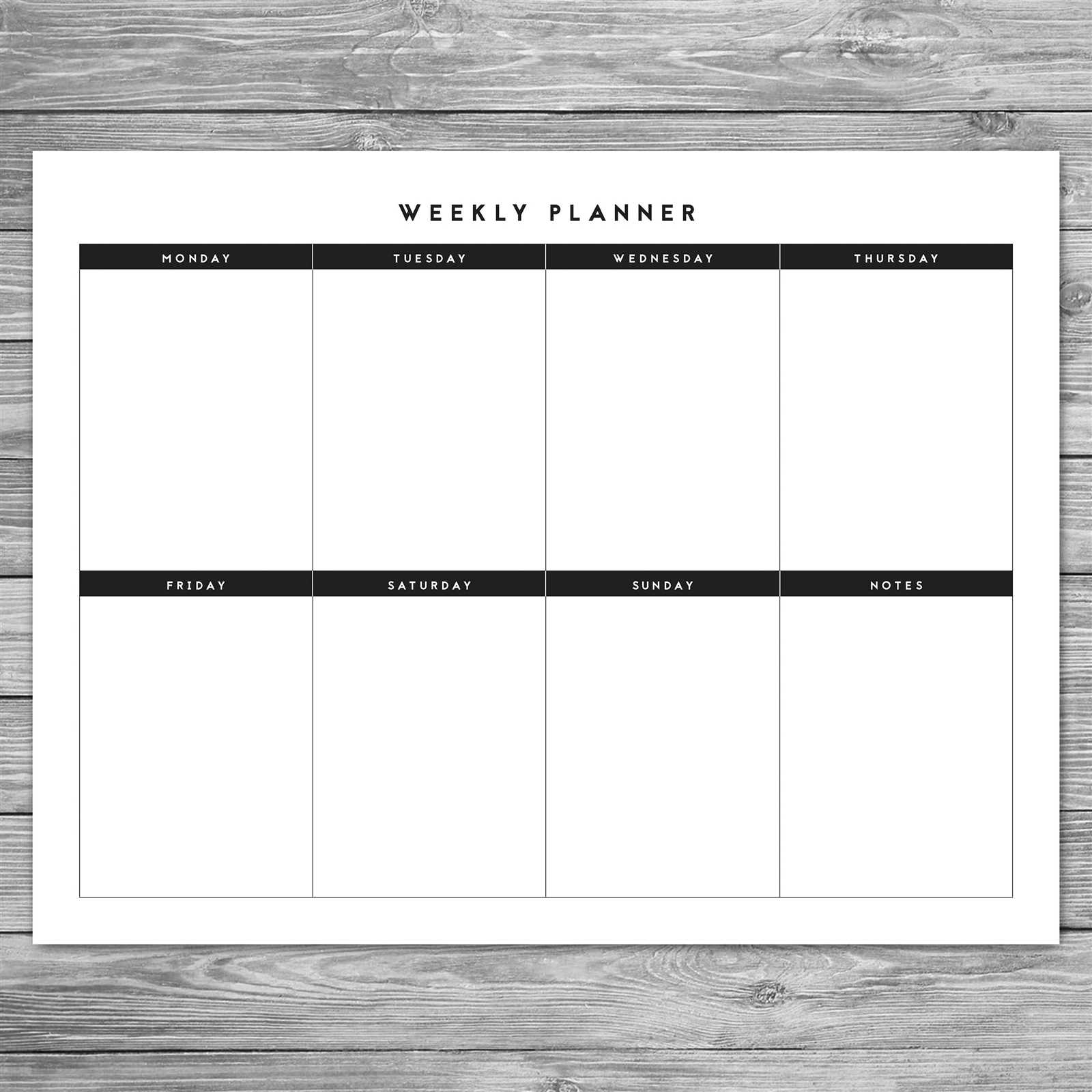 weekly calendar template horizontal