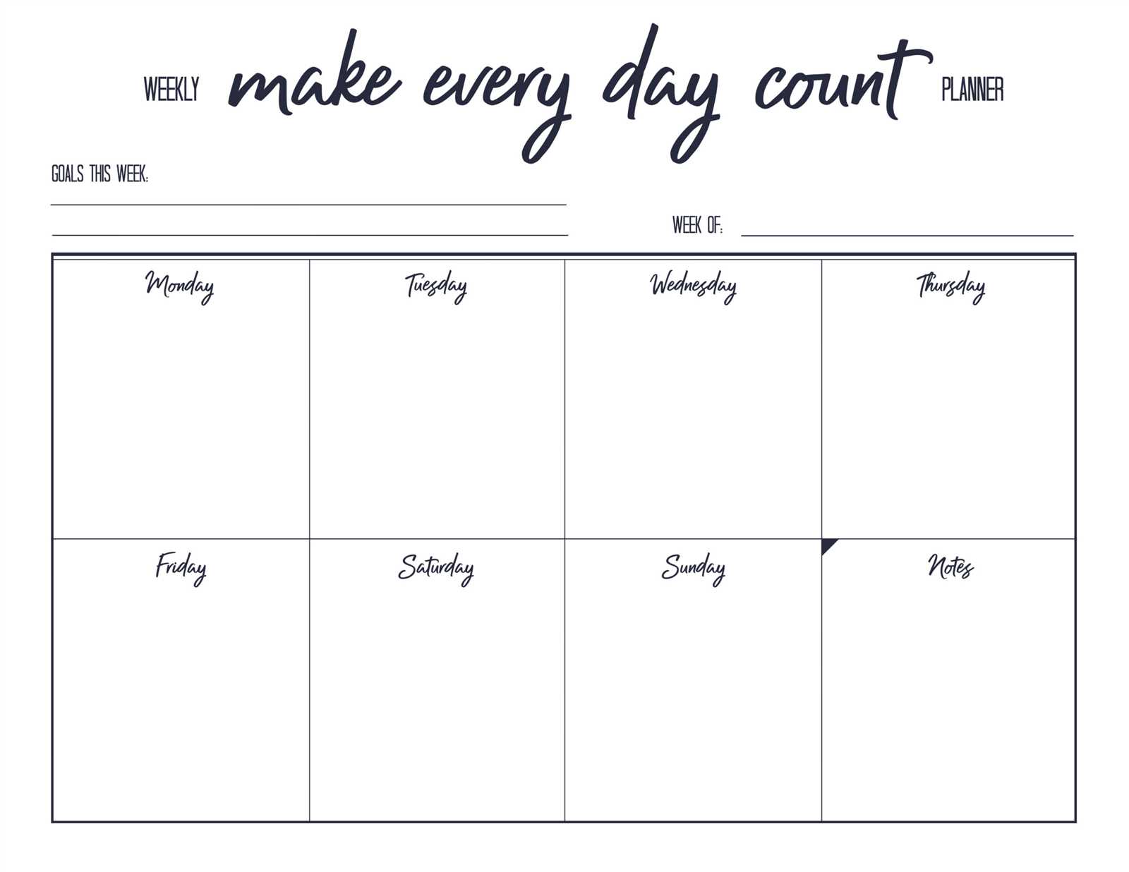 weekly calendar template printable free