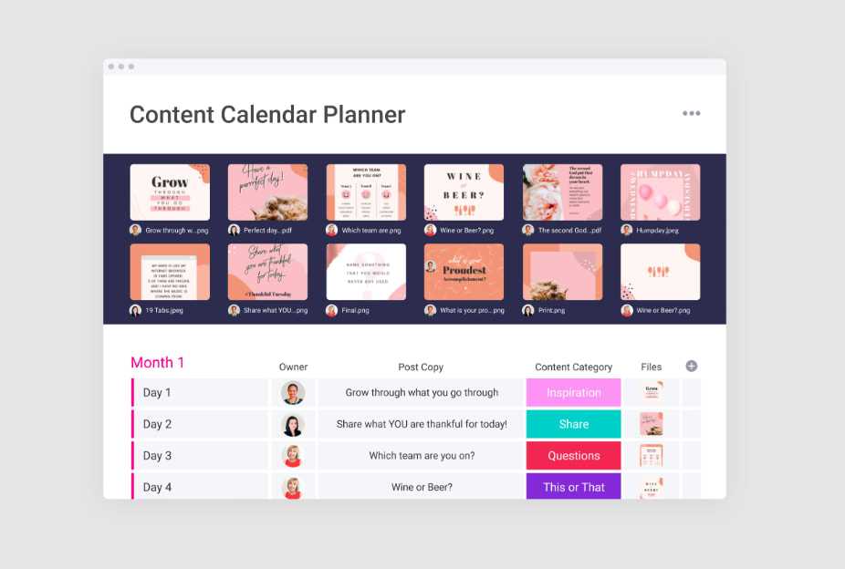 weekly content calendar template