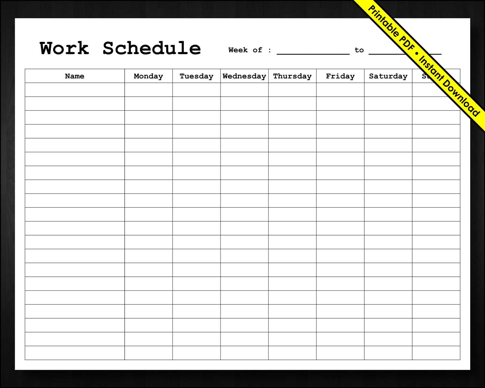 weekly employee calendar template