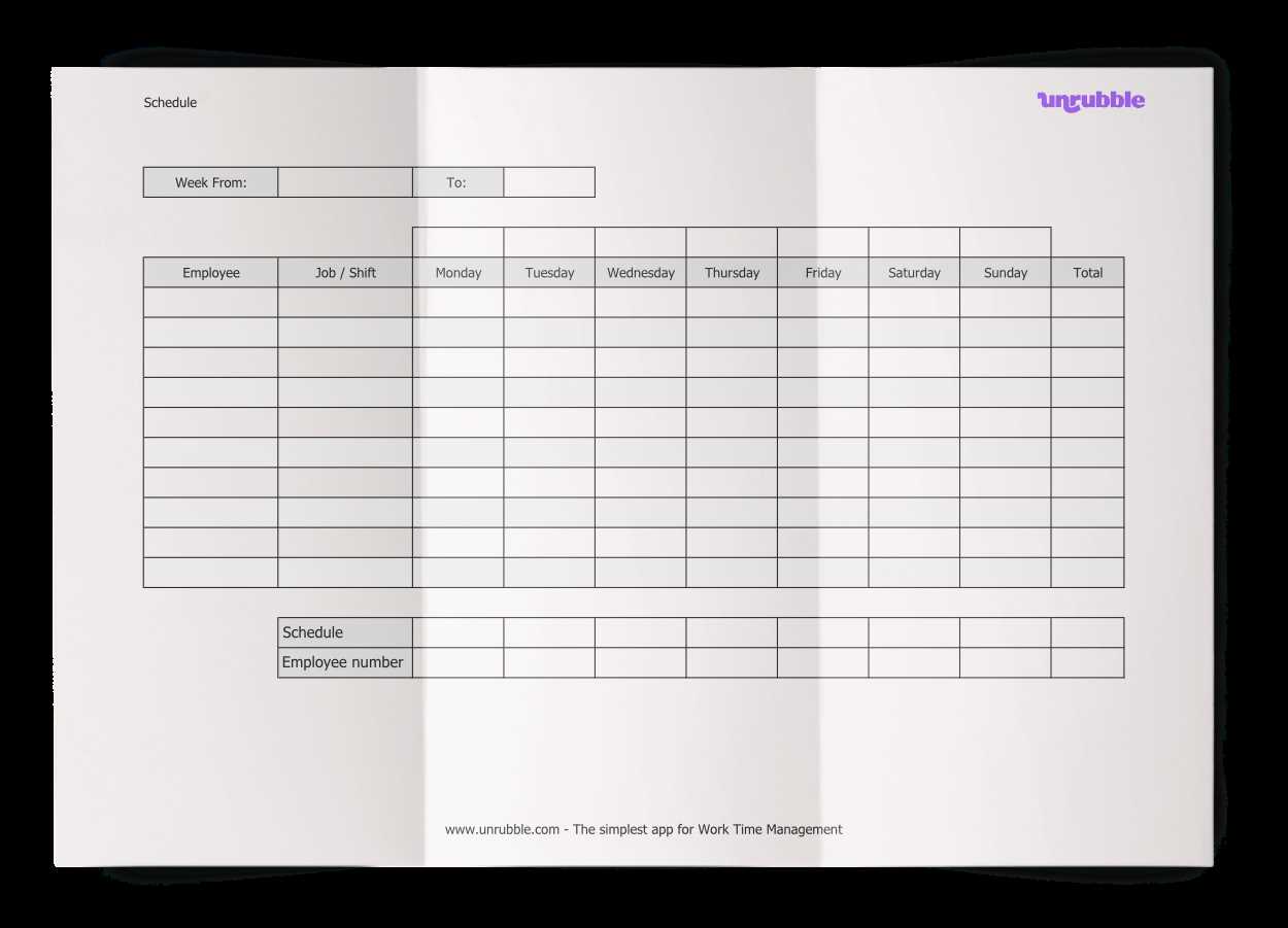 weekly employee calendar template