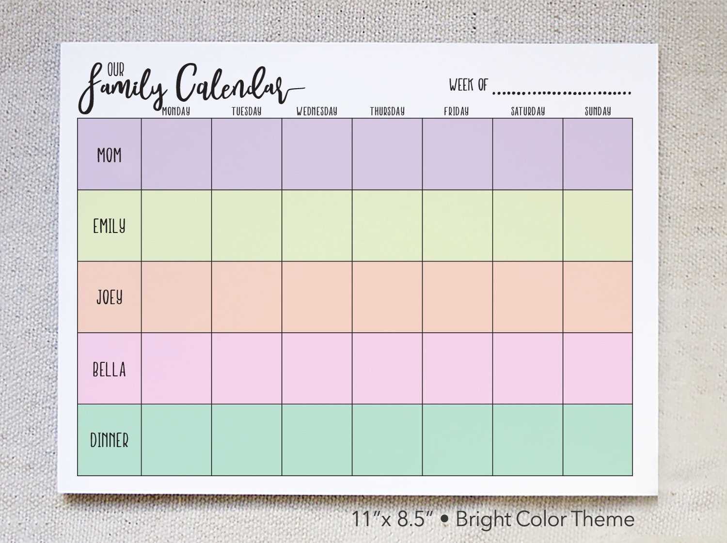 weekly family calendar template