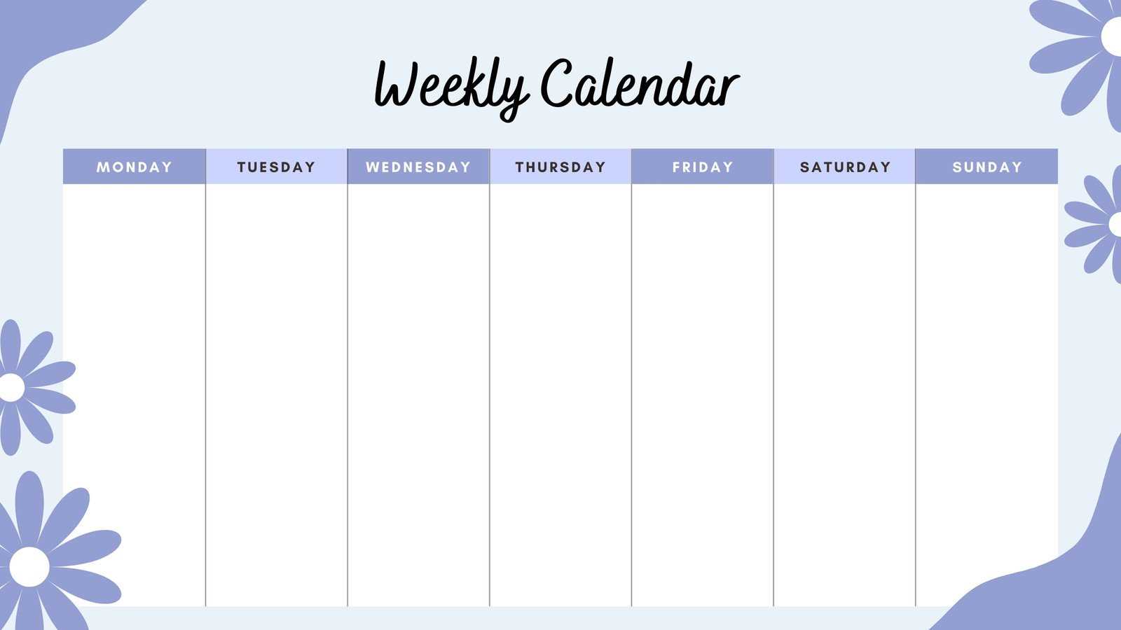 weekly family calendar template