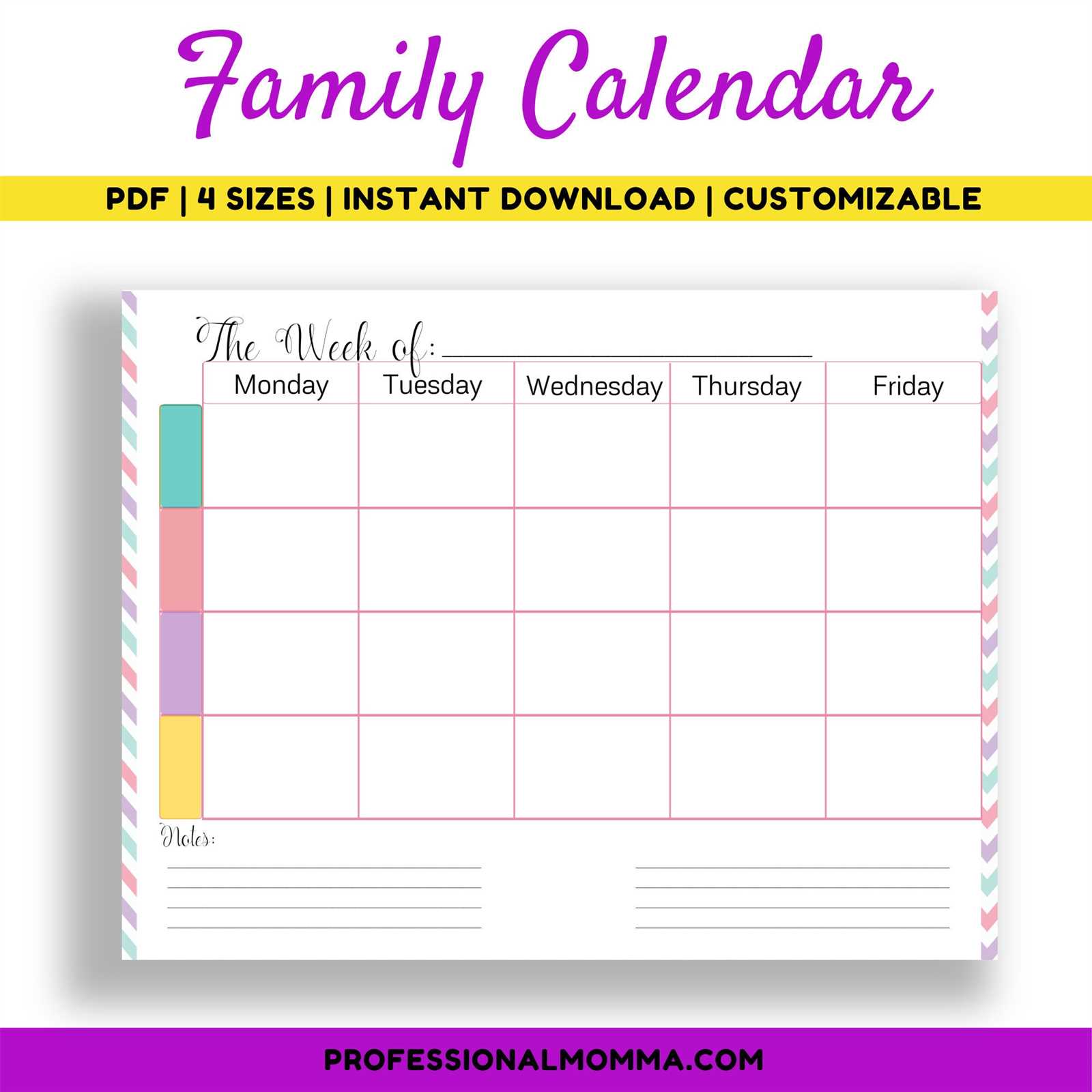 weekly family calendar template