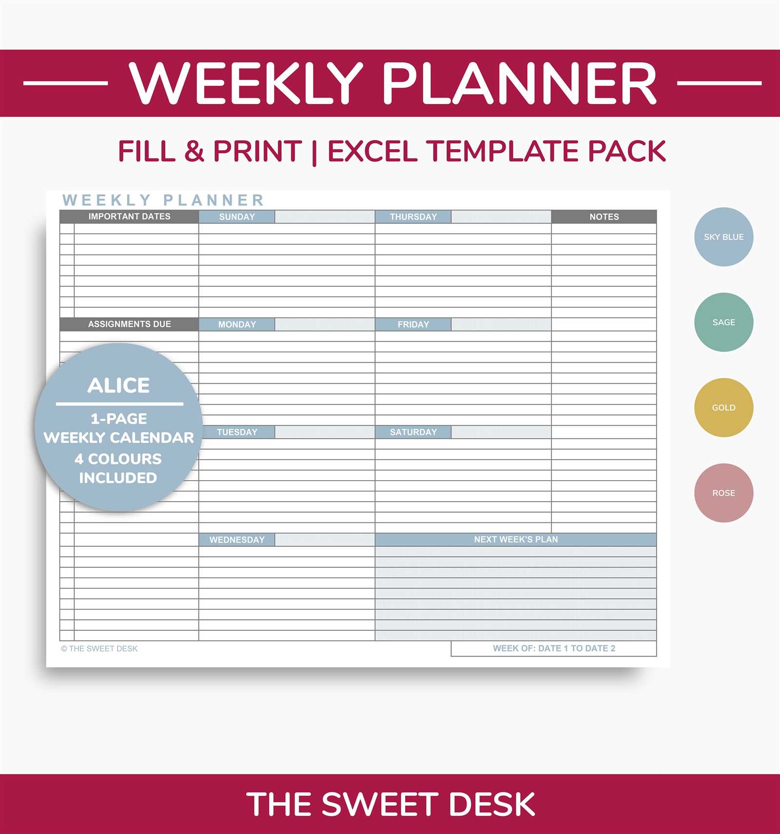 weekly outlook calendar template