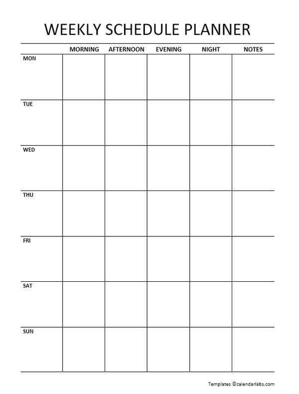 weekly time calendar template