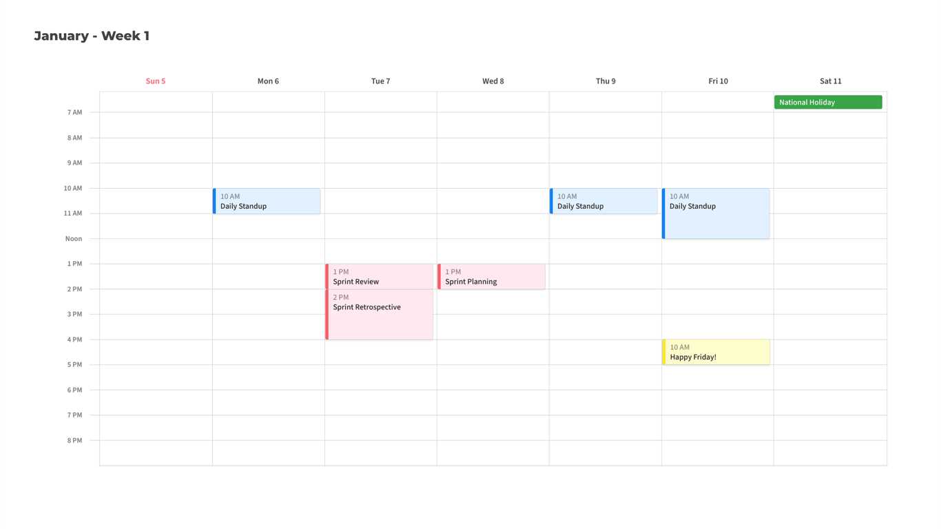 weekly work calendar template