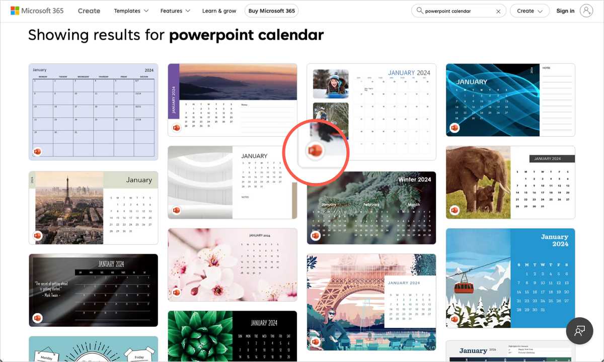 windows calendar template