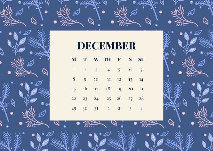 winter calendar template