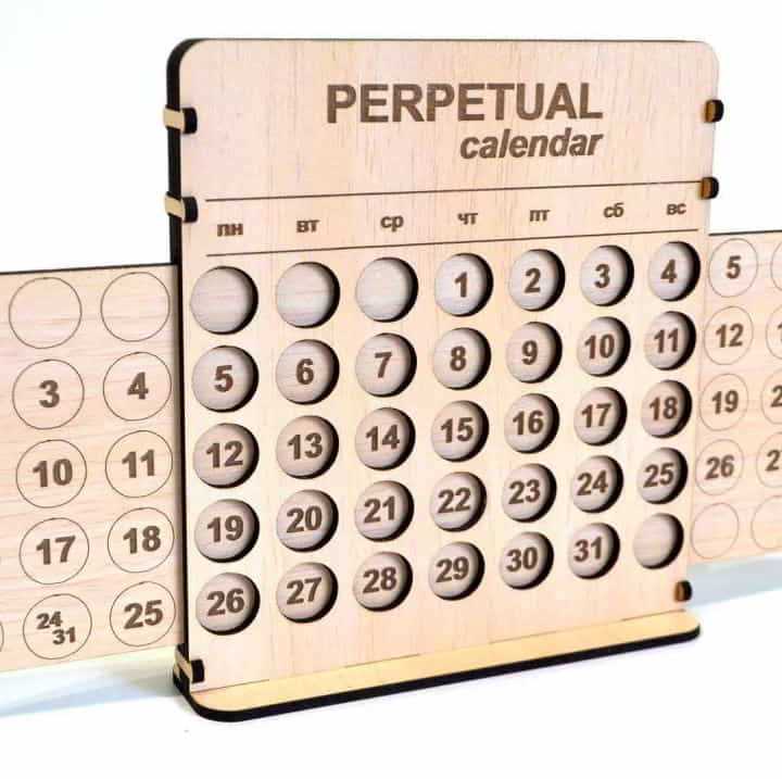 wooden perpetual calendar template