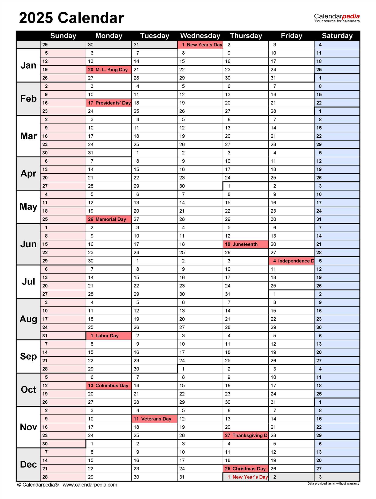 work plan calendar template 2025