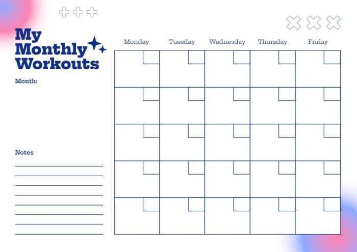 workout calendar template