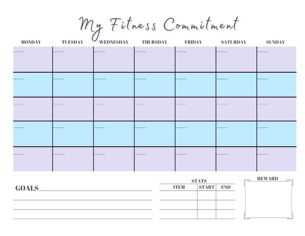 workout calendar template printable