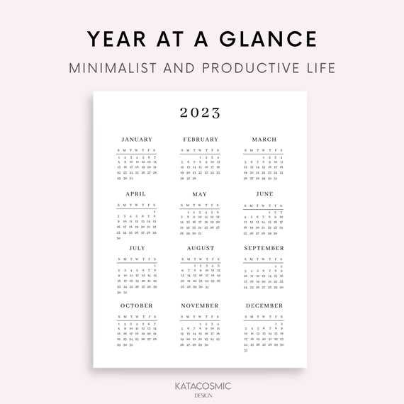 year at a glance calendar template