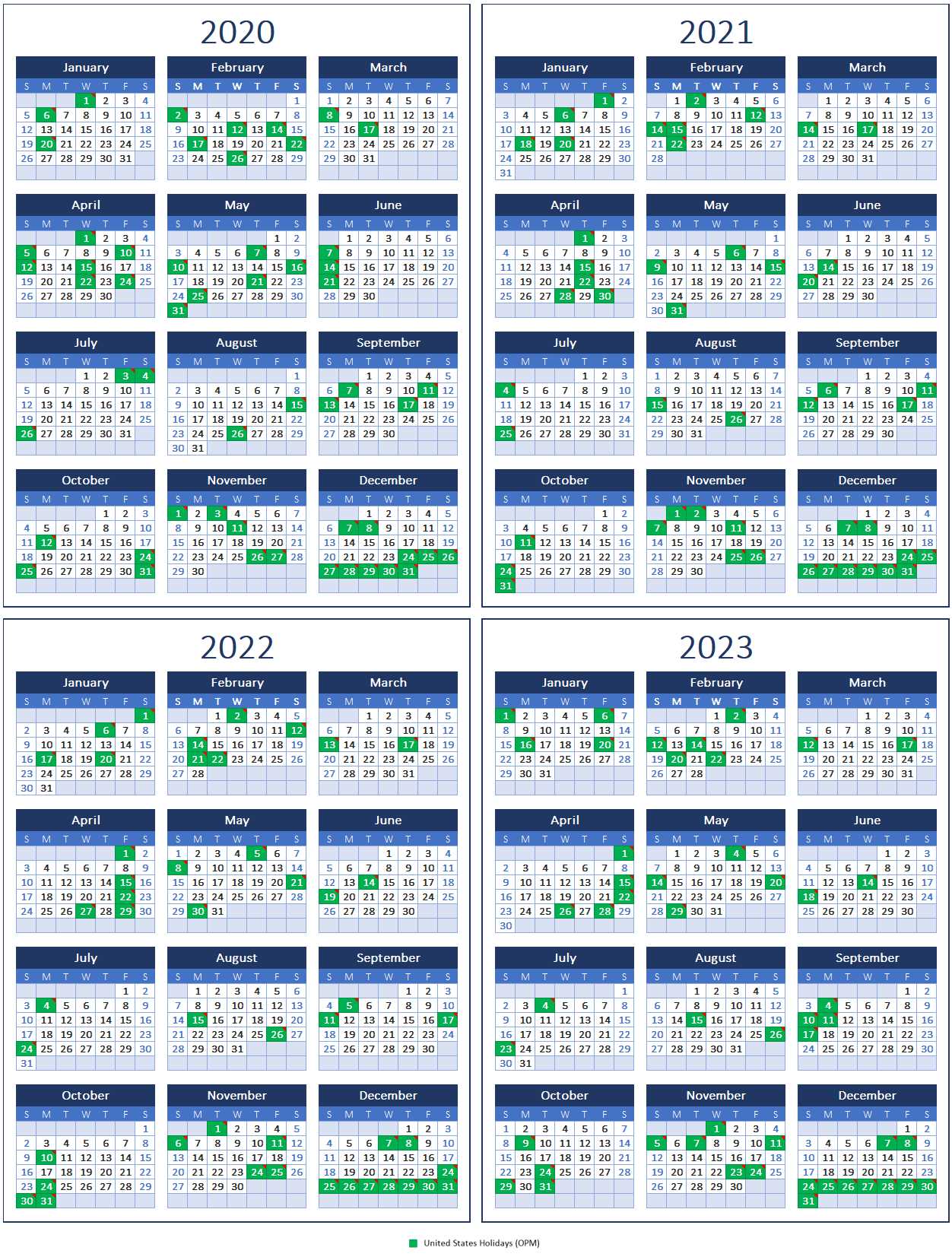 year template calendar