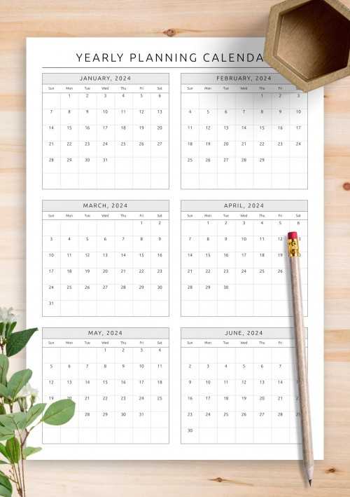 yearly calendar template printable