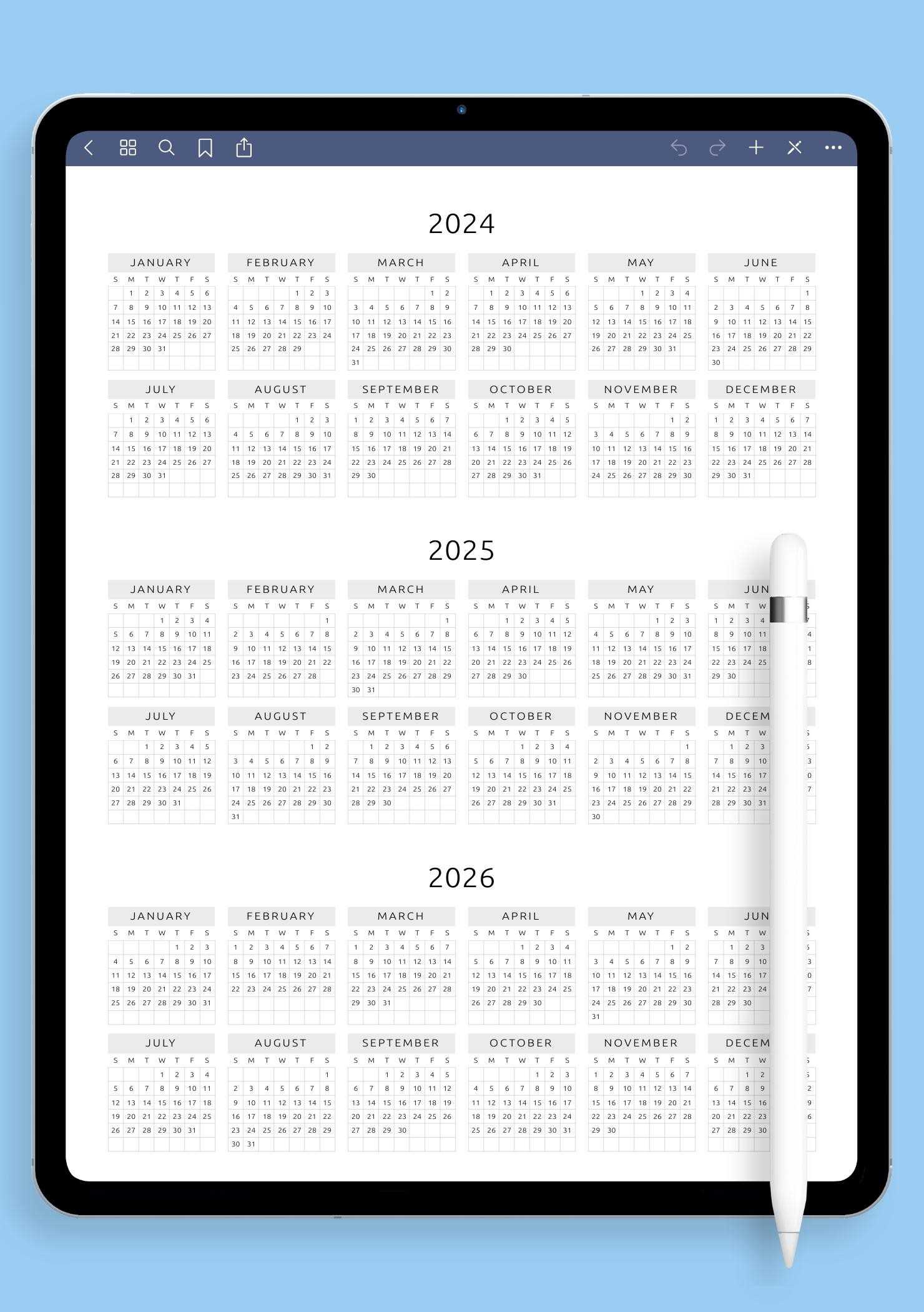 yearly calendar with notes template