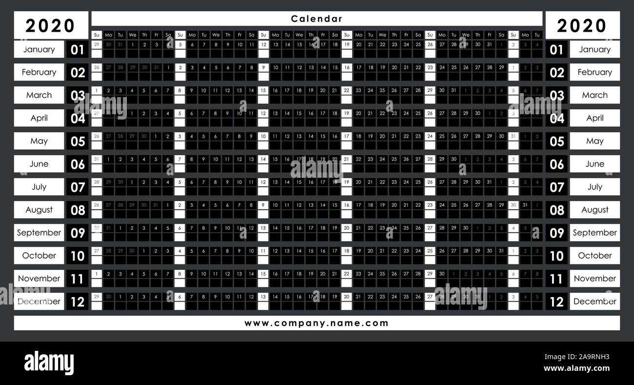 yearly linear calendar template