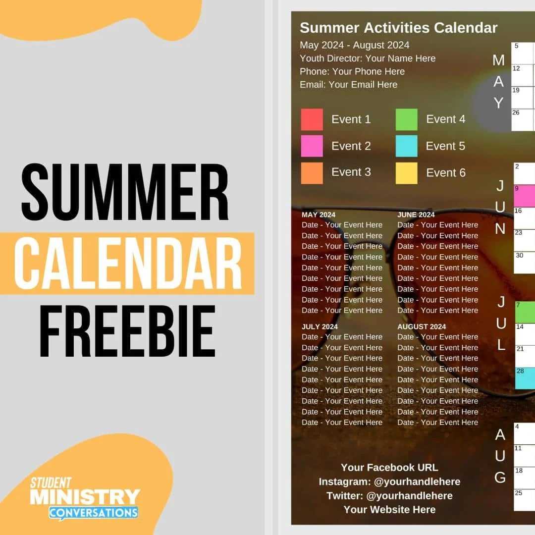 youth calendar template