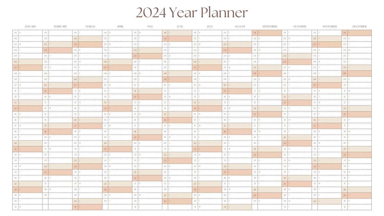 blank annual calendar template