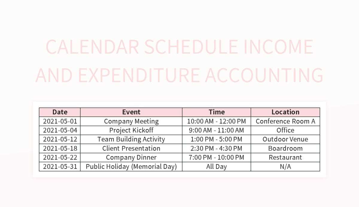 accounting calendar template