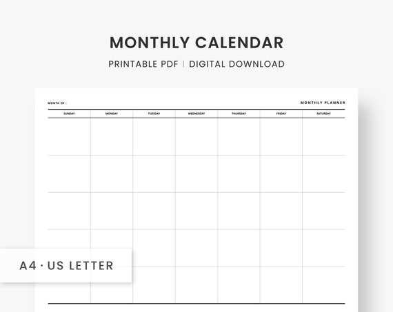 blank one month calendar template