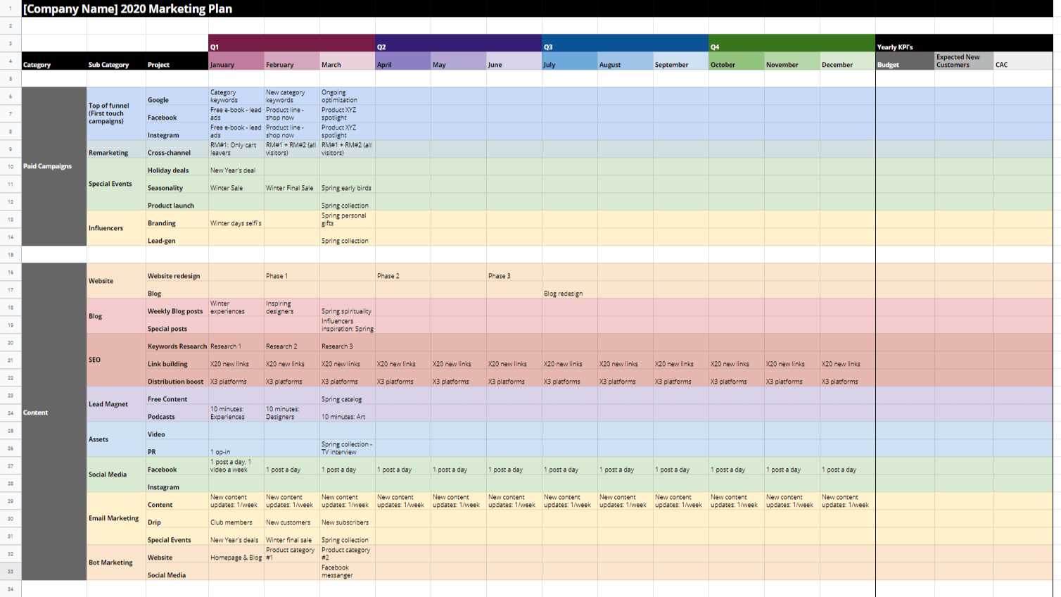 marketing strategy calendar template