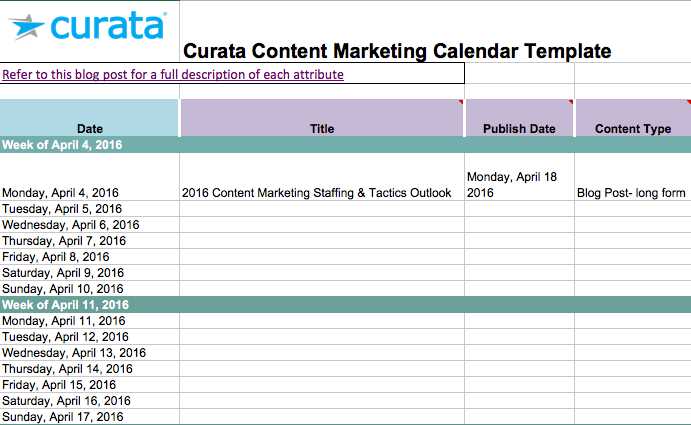 advertising calendar template