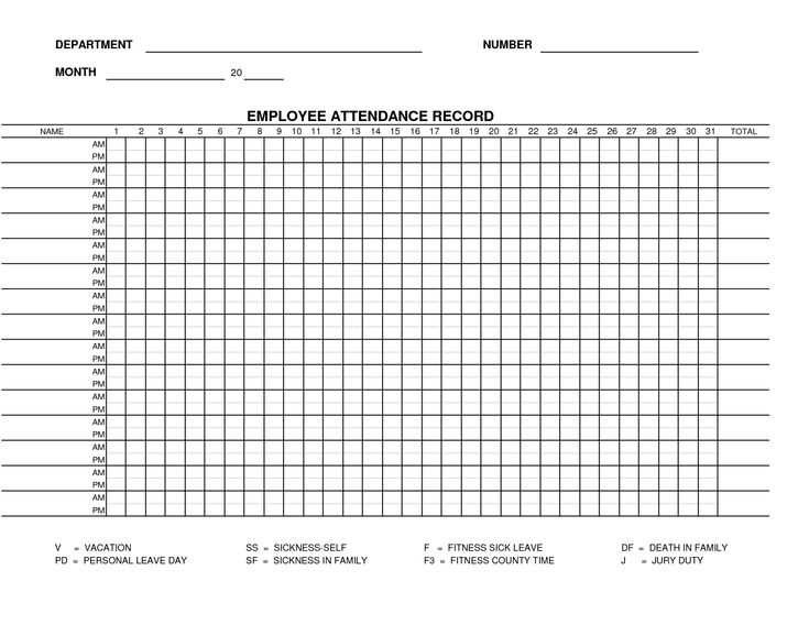 absentee calendar template