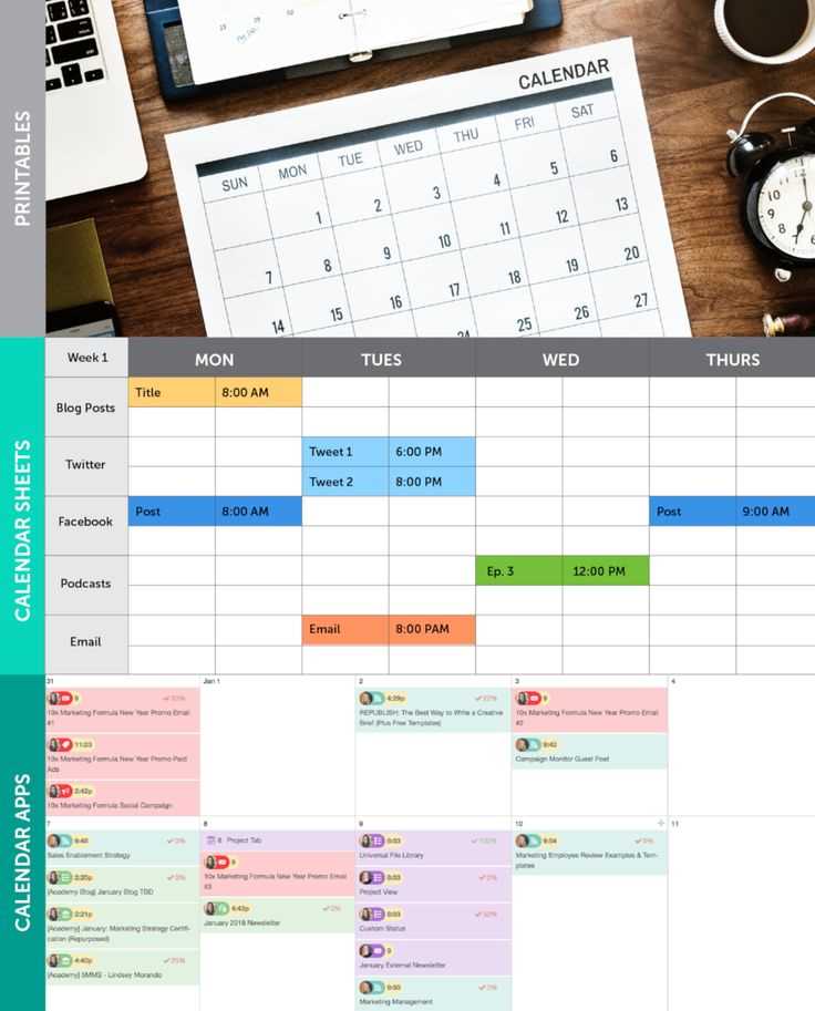 sample content calendar template