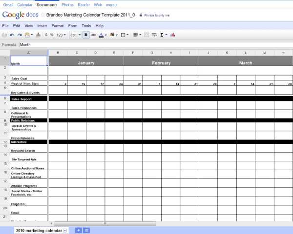 marketing calendar templates